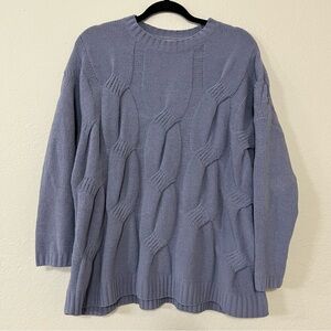 J Jill Chenille Sweater Periwinkle Soft Chunky Cable Knit Pullover Women’s Small